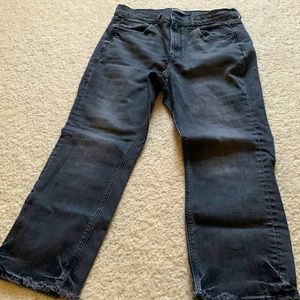Express cropped straight super high rise black jeans